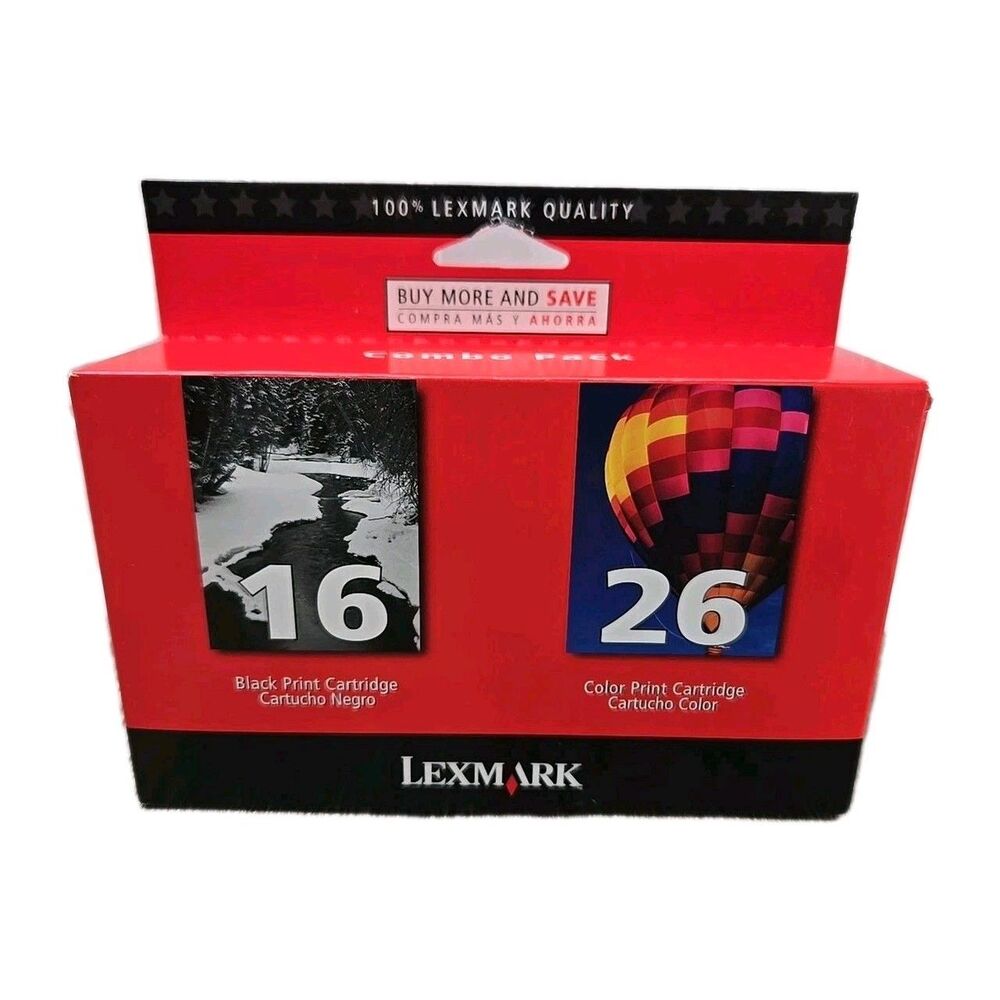 Lexmark #16 Black and #26 Color Ink Cartridges SEALED In Package Expired